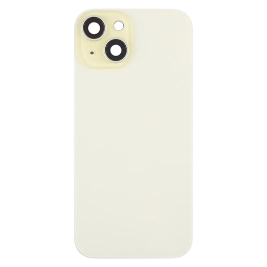 For iPhone 15 Plus Battery Back Cover with Camera Lens Cover + MagSafe Magnet(Yellow) by buy2fix