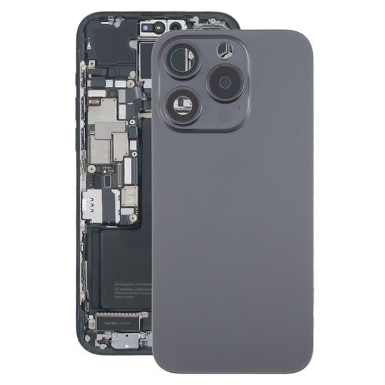 For iPhone 15 Pro Battery Back Cover with Camera Lens Frame + MagSafe Magnet(Black)