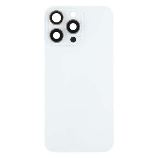 For iPhone 15 Pro Max Battery Back Cover with Camera Lens Cover + MagSafe Magnet(White) by buy2fix