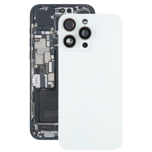 For iPhone 15 Pro Max Battery Back Cover with Camera Lens Cover + MagSafe Magnet(White) by buy2fix