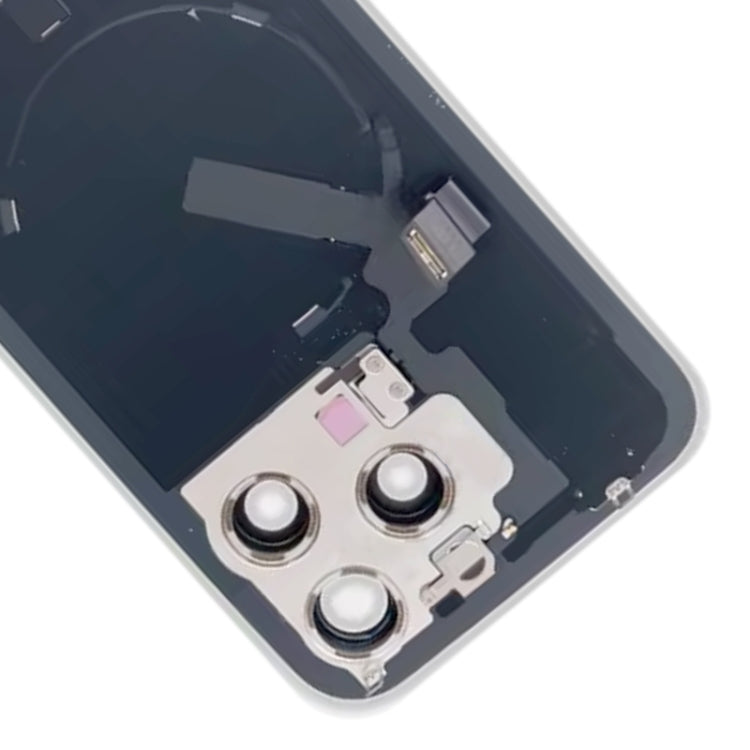 For iPhone 15 Pro Max Glass Battery Back Cover with Flash Bracket + Wireless Charging Module(Black) by buy2fix