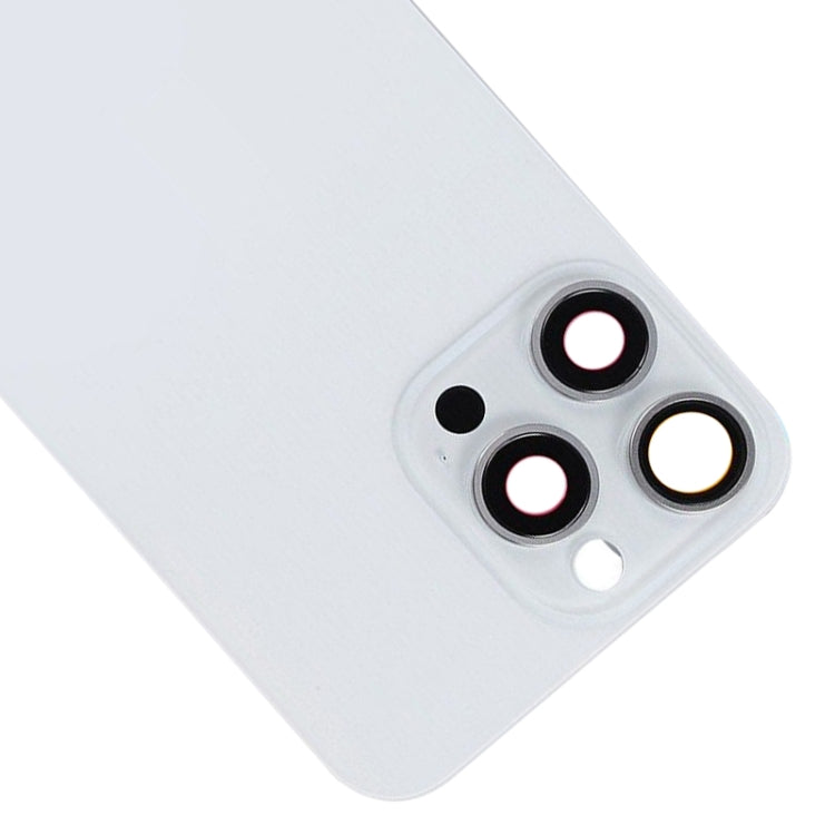 For iPhone 15 Pro Max Glass Battery Back Cover with Flash Bracket + Wireless Charging Module(White) by buy2fix