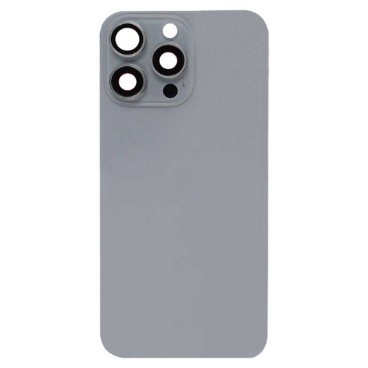 For iPhone 15 Pro Glass Battery Back Cover with Flash Bracket + Wireless Charging Module(Titanium gray) by buy2fix