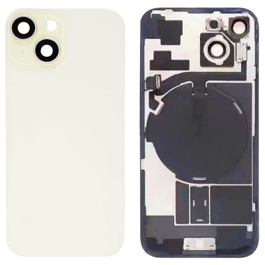 For iPhone 15 Glass Battery Back Cover with Flash Bracket + Wireless Charging Module(Yellow)