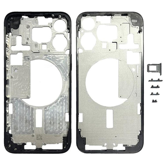 For iPhone 15 Pro Max Middle Frame Bezel Plate with Side Keys + Card Tray, Version:CE EU Version (Black)