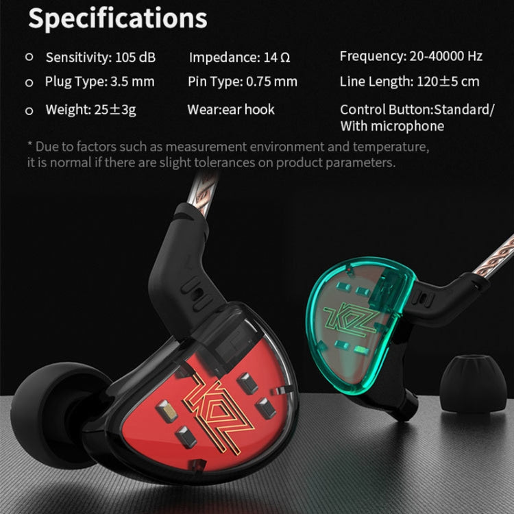 KZ AS10 Ten Unit Moving Iron In-ear HiFi Earphone with Microphone(Cyan) - In Ear Wired Earphone by KZ | Online Shopping UK | buy2fix