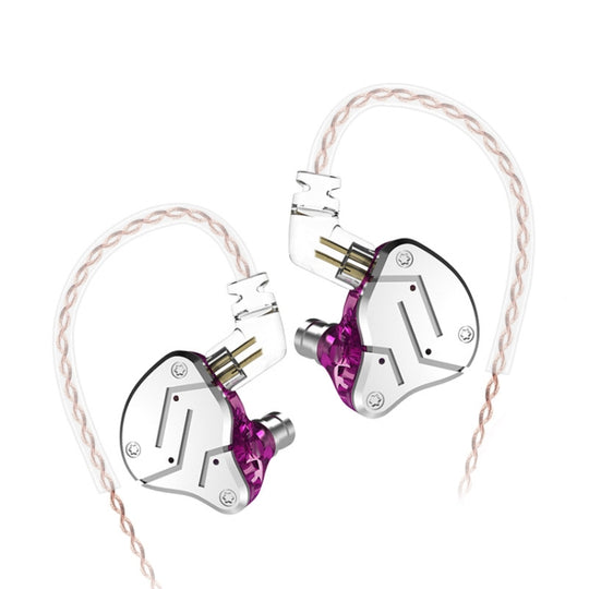 KZ ZSN Circle Iron Moving Iron Quad-core Wired Control In-ear Mega Bass HiFi Earphone without Microphone (Purple)