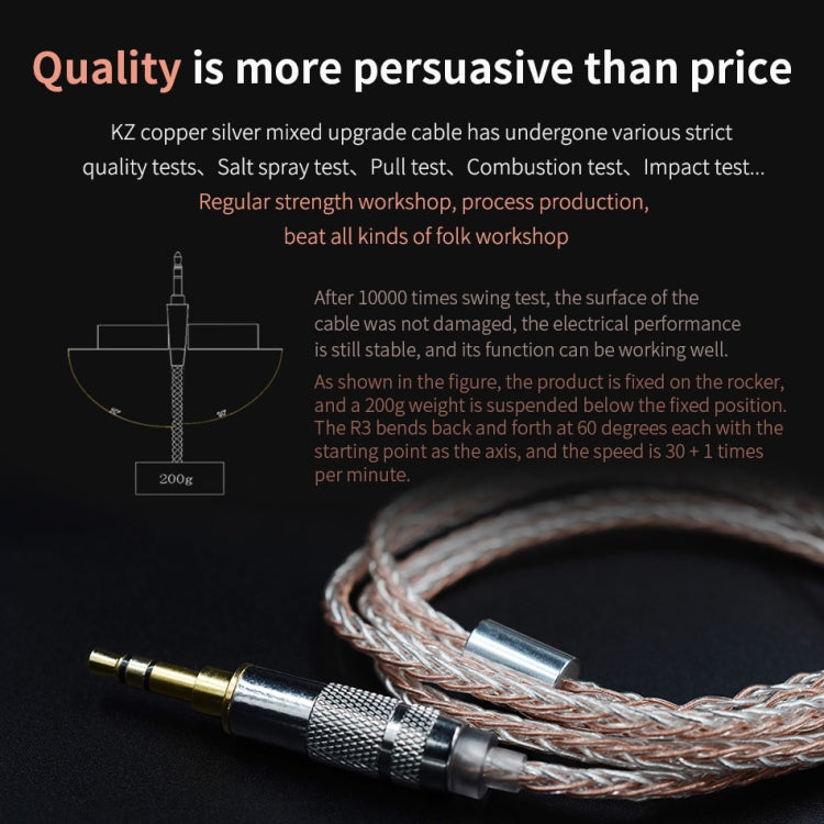 KZ B Copper-silver Mixed Plated Upgrade Cable for KZ ZST / ZS10 / ES4 / AS10 / BA10 Earphones - Cable & Splitter by KZ | Online Shopping UK | buy2fix