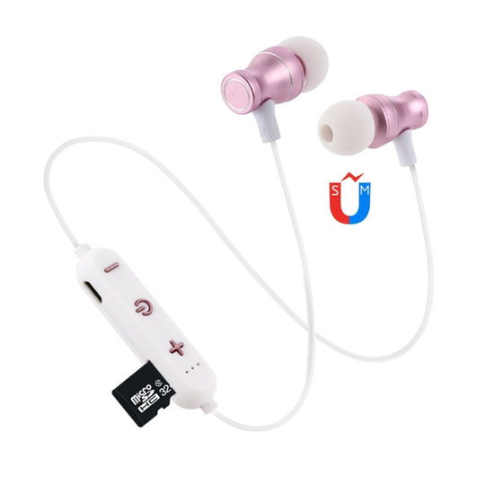 F11 Bluetooth 4.2 Hanging Neck Design Bluetooth Headset, Support Music Play & Switching & Volume Control & Answer(Rose Gold)