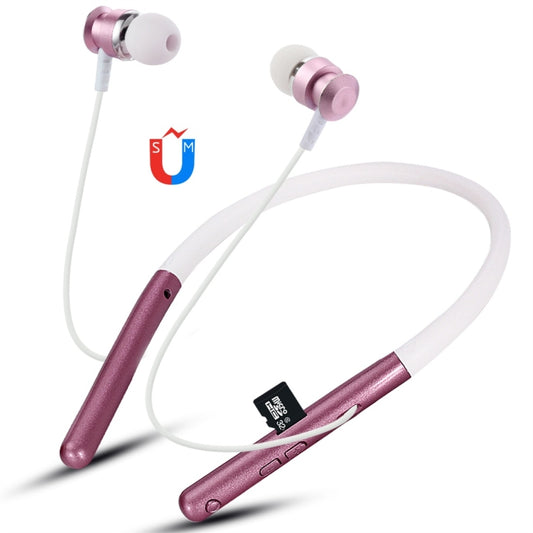 F108 Bluetooth 4.2 Hanging Neck Design Bluetooth Headset, Support Music Play & Switching & Volume Control & Answer(Rose Gold) by buy2fix