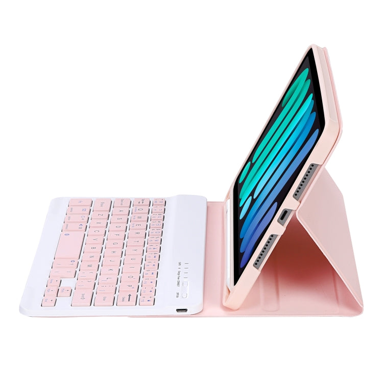 C06B Ultra-thin Candy Colors Bluetooth Keyboard Tablet Case for iPad mini 6 / mini 7 , with Stand & Pen Slot (Pink) by buy2fix