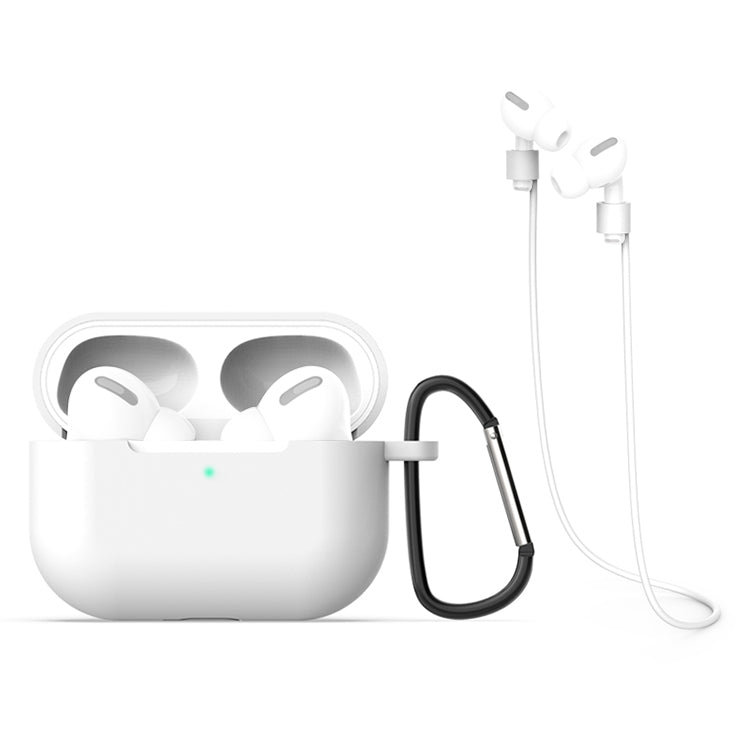 For AirPods Pro 3 in 1 Silicone Earphone Protective Case + Hook + Anti-lost Rope Set(White) - For AirPods Pro by buy2fix | Online Shopping UK | buy2fix