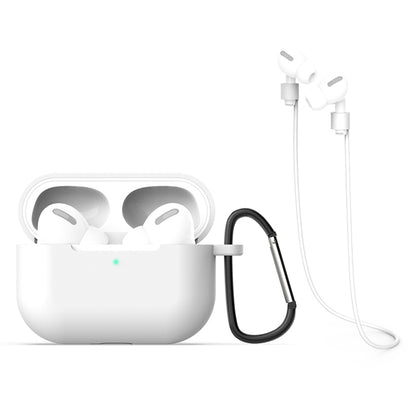 For AirPods Pro 3 in 1 Silicone Earphone Protective Case + Hook + Anti-lost Rope Set(White) - For AirPods Pro by buy2fix | Online Shopping UK | buy2fix