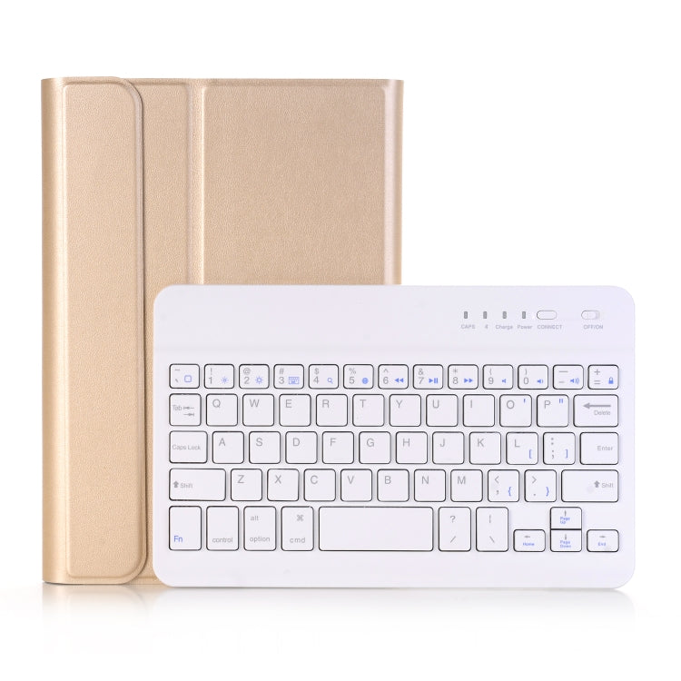 A05 Bluetooth 3.0 Ultra-thin ABS Detachable Bluetooth Keyboard Leather Tablet Case for iPad mini 5, with Holder(Gold) by buy2fix