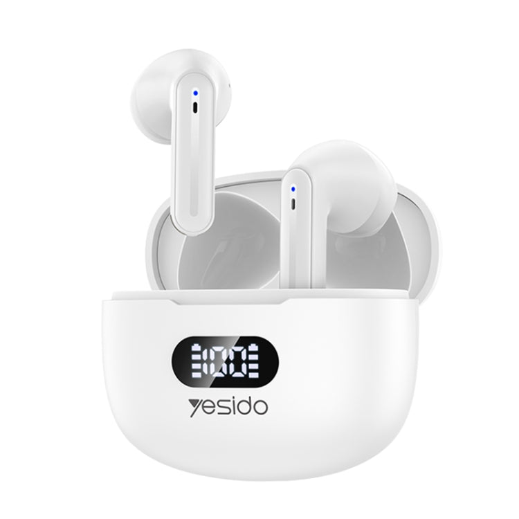 Yesido TWS19 Bluetooth 5.3 LED Digital Display ENC Noise Reduction Bluetooth Earphone (White) - TWS Earphone by Yesido | Online Shopping UK | buy2fix