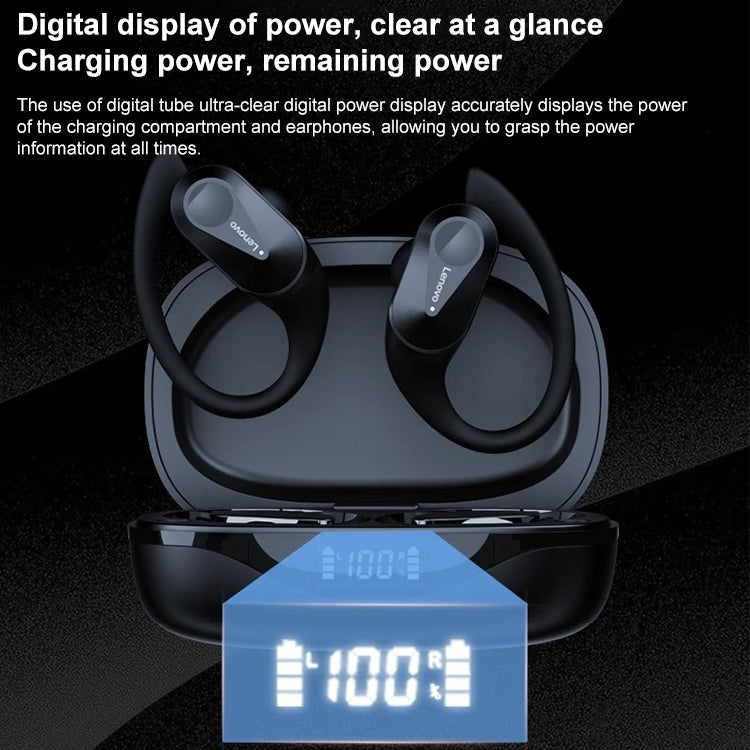 Lenovo LP75 IPX5 Waterproof Ear-mounted Bluetooth Earphone with LED Digital Display (Black) - Bluetooth Earphone by Lenovo | Online Shopping UK | buy2fix