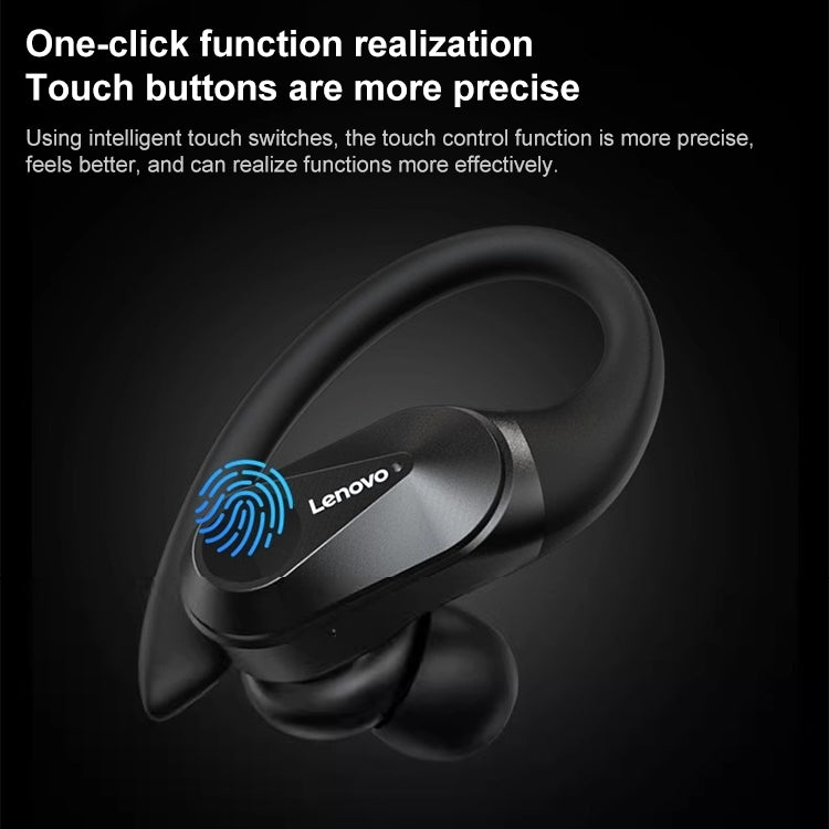 Lenovo LP75 IPX5 Waterproof Ear-mounted Bluetooth Earphone with LED Digital Display (White) - Bluetooth Earphone by Lenovo | Online Shopping UK | buy2fix