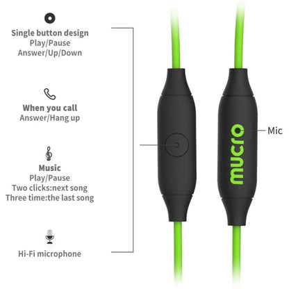 Mucro Type-C Plug In-Ear Sport Earhook Wired Stereo Headphones for Jogging Gym (Green) - Type-C Earphone by Mucro | Online Shopping UK | buy2fix