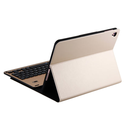 FT-1038E Detachable Bluetooth 3.0 Aluminum Alloy Keyboard + Lambskin Texture Leather Tablet Case for iPad Air / Air 2 / iPad Pro 9.7 inch, with Pen Slot / Water Repellent / Three-gear Angle Adjustment / Magnetic / Sleep Function (Gold) - For iPad Pro by buy2fix | Online Shopping UK | buy2fix