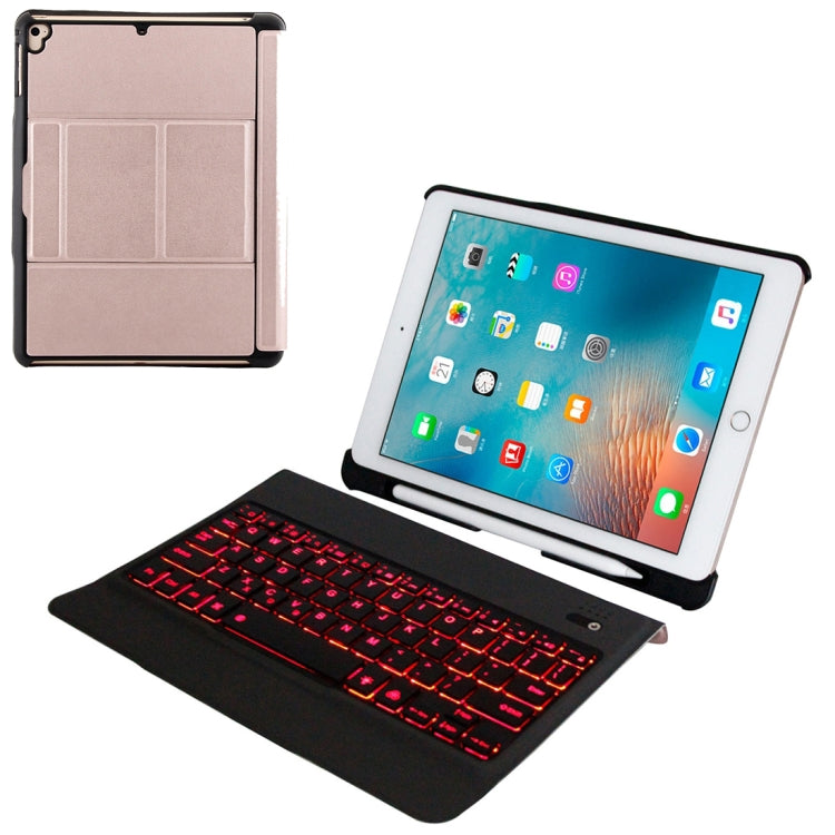 T-201D Detachable Bluetooth 3.0 Ultra-thin Keyboard + Lambskin Texture Leather Tablet Case for iPad Air / Air 2 / iPad Pro 9.7 inch, Support Multi-angle Adjustment / Backlight (Pink) by buy2fix
