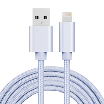 3A Woven Style Metal Head 8 Pin to USB Charge Data Cable, Cable Length: 2m(Silver) - Normal Style Cable by buy2fix | Online Shopping UK | buy2fix