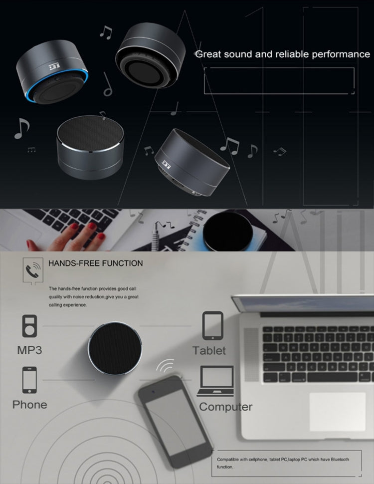 A10 Mini Portable Bluetooth Speaker Built-in MIC & LED, Support Hands-free Calls & TF Card(Black) - Desktop Speaker by buy2fix | Online Shopping UK | buy2fix