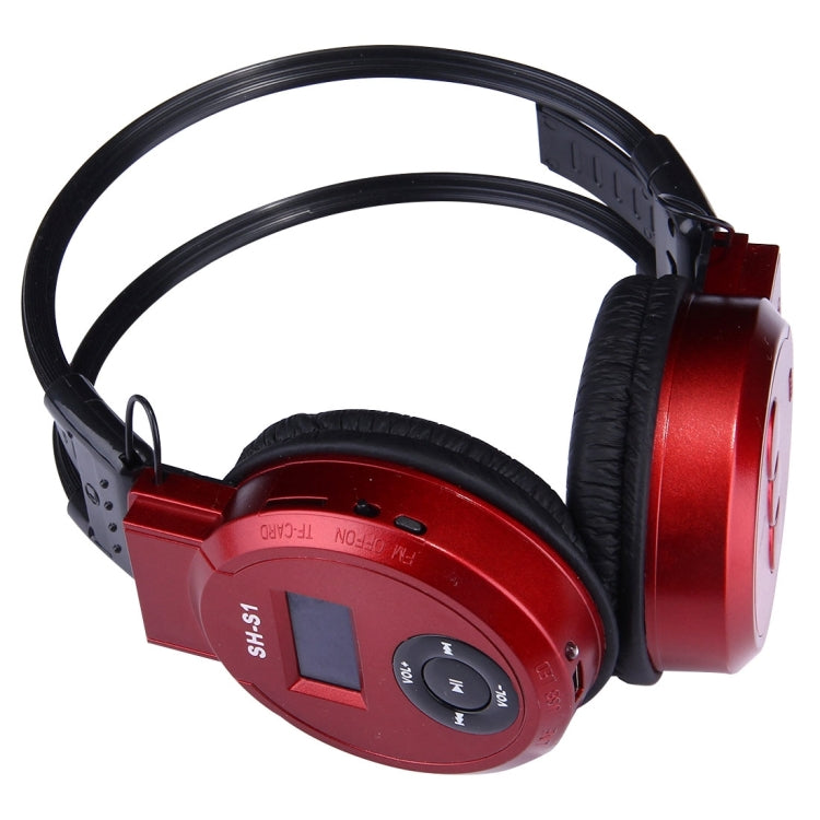 SH-S1 Folding Stereo HiFi Wireless Sports Headphone Headset with LCD Screen to Display Track Information & SD / TF Card, For Smart Phones & iPad & Laptop & Notebook & MP3 or Other Audio Devices(Red) - Headset & Headphone by buy2fix | Online Shopping UK | buy2fix