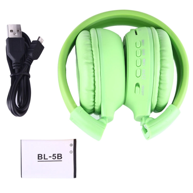 BS-N65 Headband Folding Stereo HiFi Wireless Headphone Headset with LCD Screen & TF Card Slot & LED Indicator Light & FM Function(Green) by buy2fix