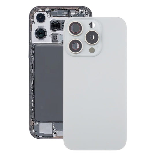 For iPhone 16 Pro Max Glass Battery Back Cover with Camera Lens Frame(Silver)