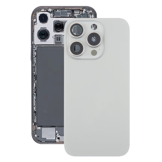 For iPhone 16 Pro Max Glass Battery Back Cover with Camera Lens Frame + MagSafe Magnet(Silver)