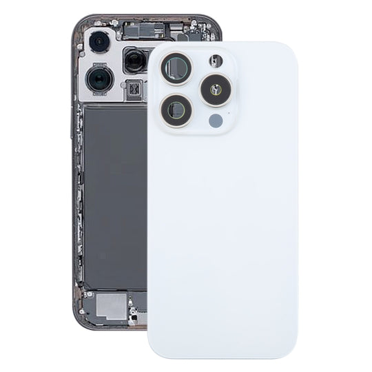 For iPhone 16 Pro Max Glass Battery Back Cover with Camera Lens Frame + MagSafe Magnet(White)