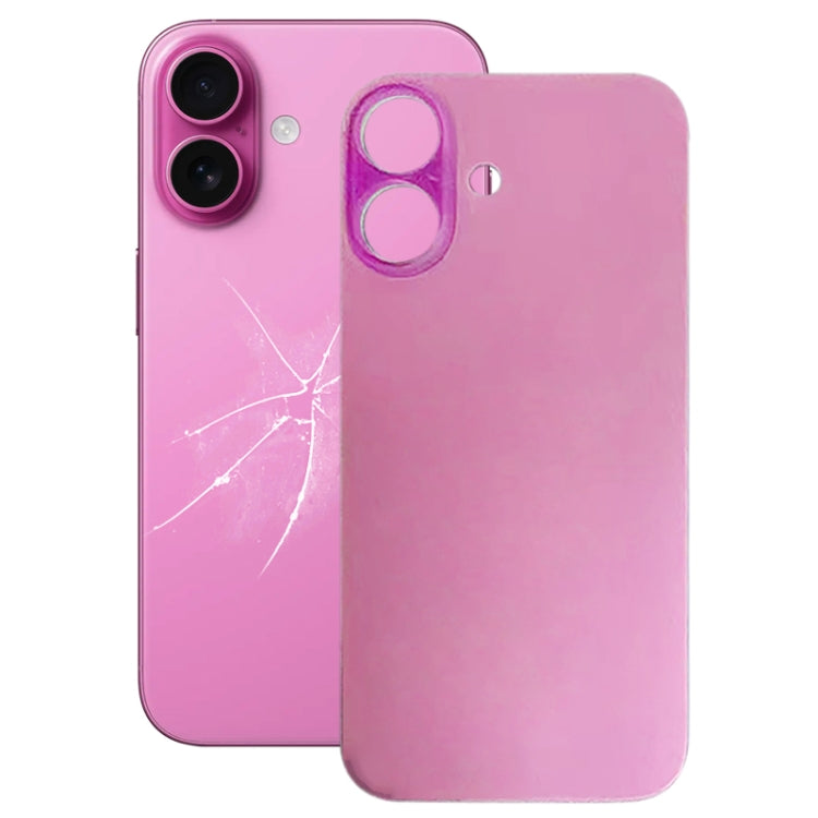 For iPhone 16 Plus Easy Replacement Big Camera Hole Glass Back Battery Cover(Pink) by buy2fix