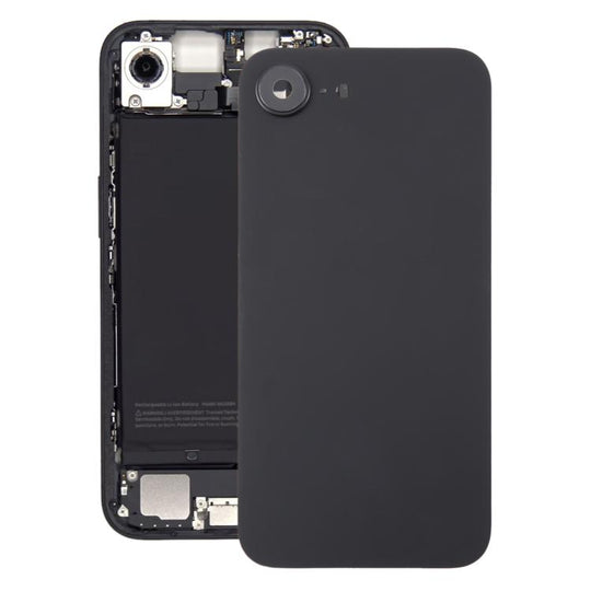 For iPhone 16e Glass Battery Back Cover with Camera Lens Frame(Black)