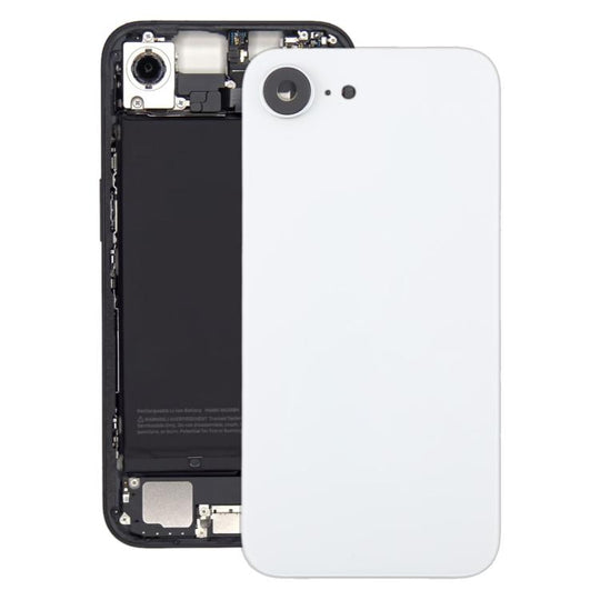 For iPhone 16e Glass Battery Back Cover with Camera Lens Frame(White)