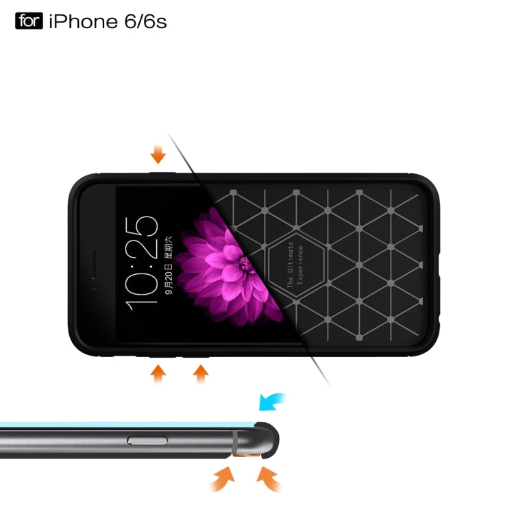For iPhone 6 Plus & 6s Plus Brushed Texture Fiber TPU Rugged Armor Protective Case(Black) by buy2fix