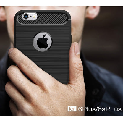 For iPhone 6 Plus & 6s Plus Brushed Texture Fiber TPU Rugged Armor Protective Case(Black) by buy2fix