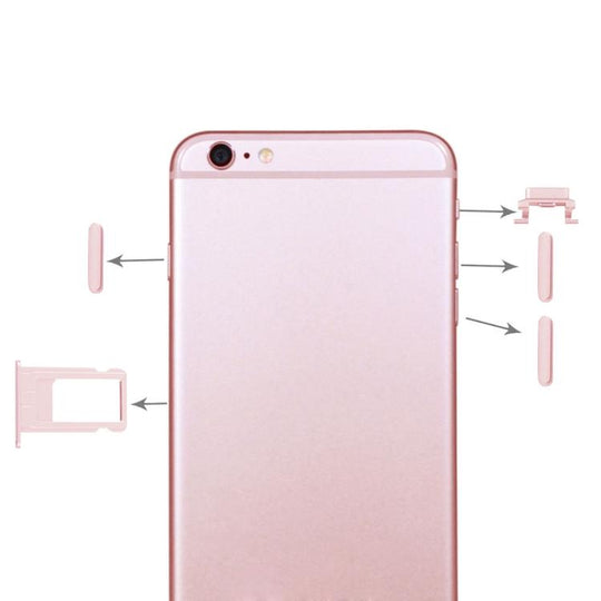 4 en 1 pour iPhone 6 Plus (plateau de carte + touche de contrôle du volume + bouton d'alimentation + touche de vibrateur pour interrupteur muet) (or rose)