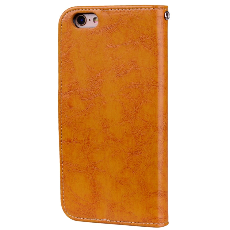 For iPhone 6 Plus & 6s Plus Business Style Oil Wax Texture Horizontal Flip Leather Case with Holder & Card Slots & Wallet (Yellow) by buy2fix