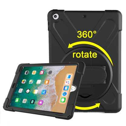 For iPad 9.7 (2018) & iPad 9.7 (2017) 360 Degree Rotation PC + Silicone Protective Case with Holder & Hand-strap(Black) - iPad 9.7 (2018) & (2017) Cases by buy2fix | Online Shopping UK | buy2fix