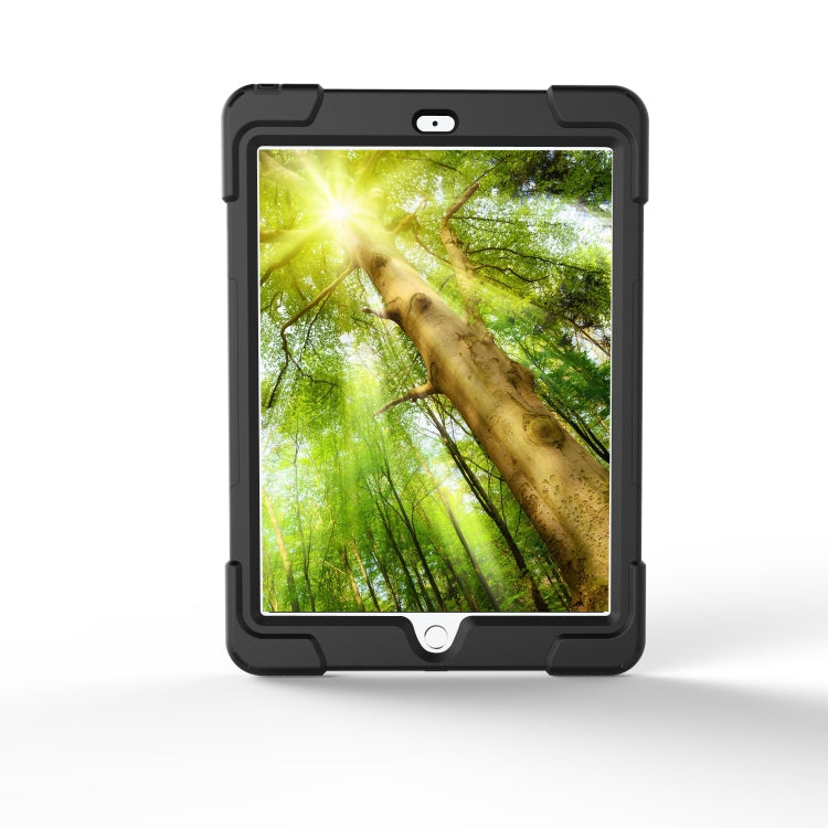 For iPad 9.7 (2018) & iPad 9.7 (2017) 360 Degree Rotation PC + Silicone Protective Case with Holder & Hand-strap(Black) - iPad 9.7 (2018) & (2017) Cases by buy2fix | Online Shopping UK | buy2fix