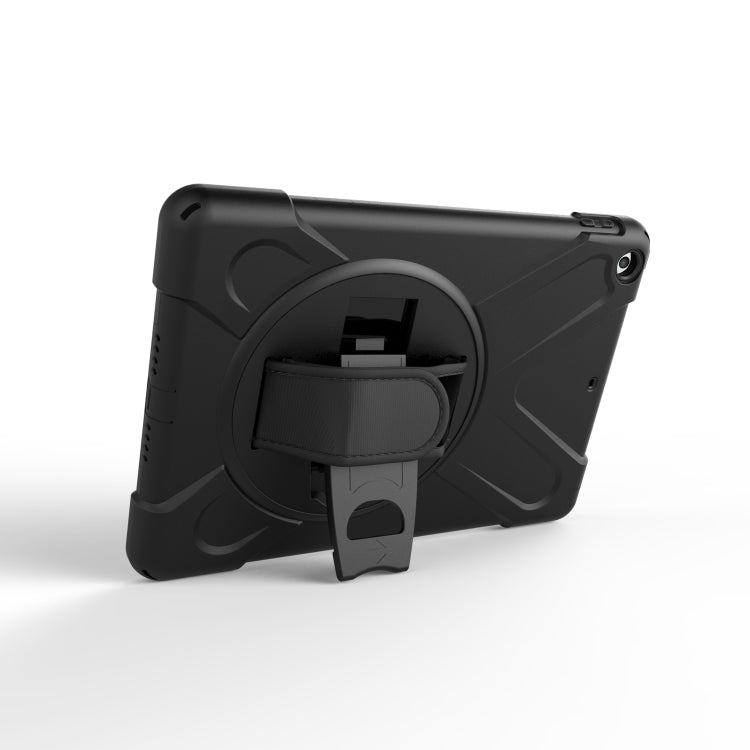For iPad 9.7 (2018) & iPad 9.7 (2017) 360 Degree Rotation PC + Silicone Protective Case with Holder & Hand-strap(Black) - iPad 9.7 (2018) & (2017) Cases by buy2fix | Online Shopping UK | buy2fix