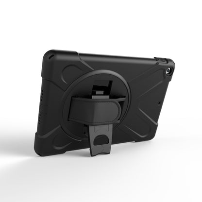 For iPad 9.7 (2018) & iPad 9.7 (2017) 360 Degree Rotation PC + Silicone Protective Case with Holder & Hand-strap(Black) - iPad 9.7 (2018) & (2017) Cases by buy2fix | Online Shopping UK | buy2fix