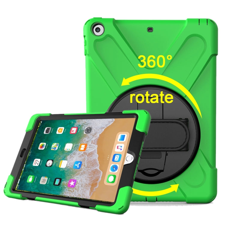 For iPad 9.7 (2018) & iPad 9.7 (2017) 360 Degree Rotation PC + Silicone Protective Case with Holder & Hand-strap(Light Green) - iPad 9.7 (2018) & (2017) Cases by buy2fix | Online Shopping UK | buy2fix