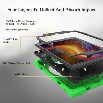 For iPad 9.7 (2018) & iPad 9.7 (2017) 360 Degree Rotation PC + Silicone Protective Case with Holder & Hand-strap(Light Green) - iPad 9.7 (2018) & (2017) Cases by buy2fix | Online Shopping UK | buy2fix