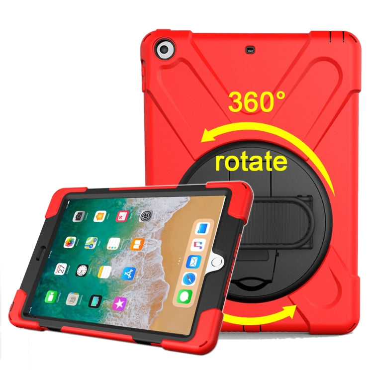 For iPad 9.7 (2018) & iPad 9.7 (2017) 360 Degree Rotation PC + Silicone Protective Case with Holder & Hand-strap(Red) - iPad 9.7 (2018) & (2017) Cases by buy2fix | Online Shopping UK | buy2fix