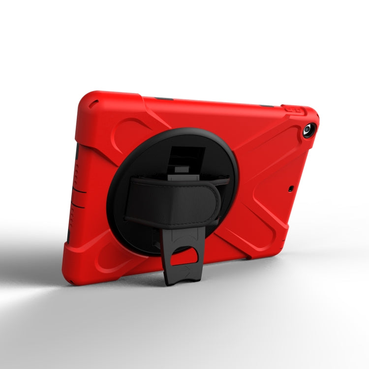 For iPad 9.7 (2018) & iPad 9.7 (2017) 360 Degree Rotation PC + Silicone Protective Case with Holder & Hand-strap(Red) - iPad 9.7 (2018) & (2017) Cases by buy2fix | Online Shopping UK | buy2fix