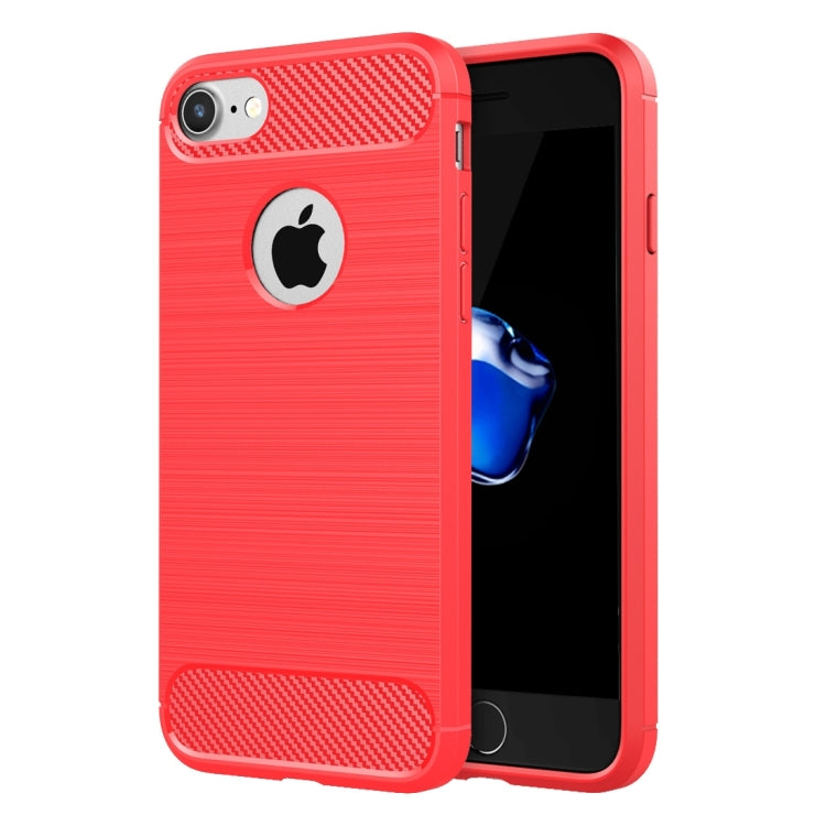 For iPhone 8 & 7 Brushed Texture Fiber TPU Rugged Armor Protective Case(Red) by buy2fix