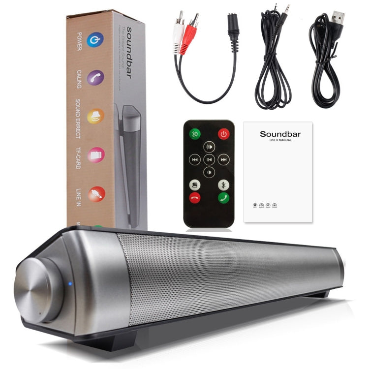 Soundbar LP-08 CE0152 USB MP3 Player 2.1CH Bluetooth Wireless Sound Bar Speaker with Remote Control(Silver) - Desktop Speaker by buy2fix | Online Shopping UK | buy2fix