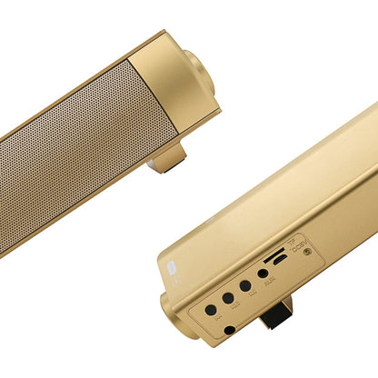 Soundbar LP-08 CE0152 USB MP3 Player 2.1CH Bluetooth Wireless Sound Bar Speaker with Remote Control(Gold) - Desktop Speaker by buy2fix | Online Shopping UK | buy2fix