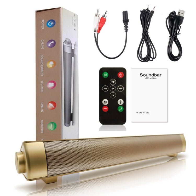 Soundbar LP-08 CE0152 USB MP3 Player 2.1CH Bluetooth Wireless Sound Bar Speaker with Remote Control(Gold) - Desktop Speaker by buy2fix | Online Shopping UK | buy2fix